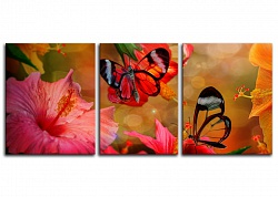 Триптих. Бабочки на цветах
