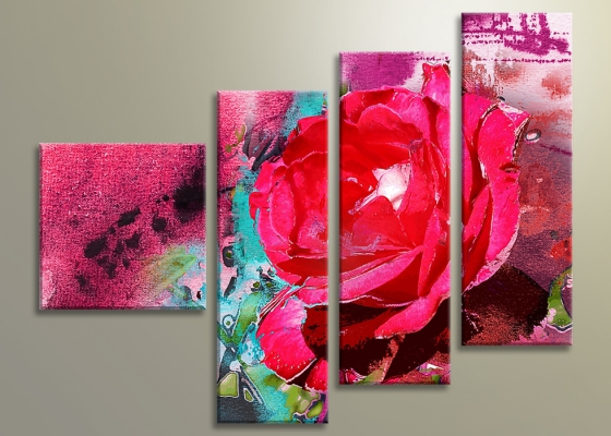 фото картины с цветами Алая роза 