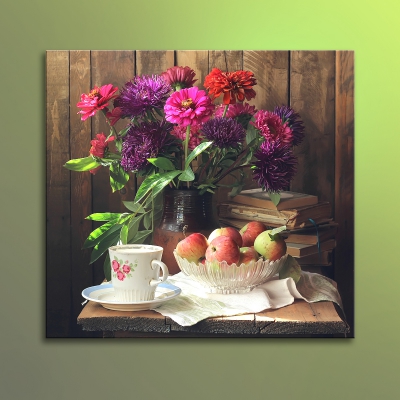 фото картины с цветами Натюрморт с яблоками 