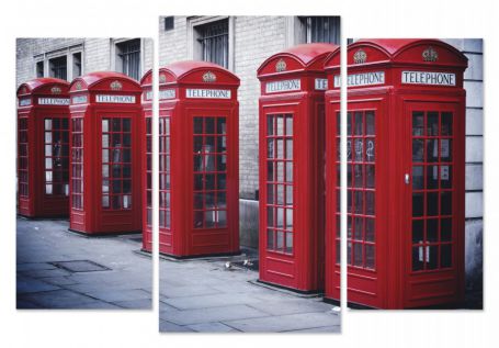 картинка Красные телефонные будки 02-02М       от магазина модульных картин Приоритет