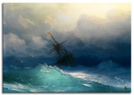 Фото репродукции картины художника Айвазовский И.К. "Судно посреди шторма"