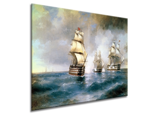 Фото репродукции картины художника Айвазовский И.К. "Бриг "Меркурий"атакованный двумя турецкими кораблями"