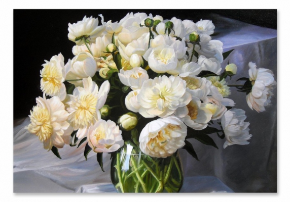 фото картины с цветами Белые пионы 06-28 