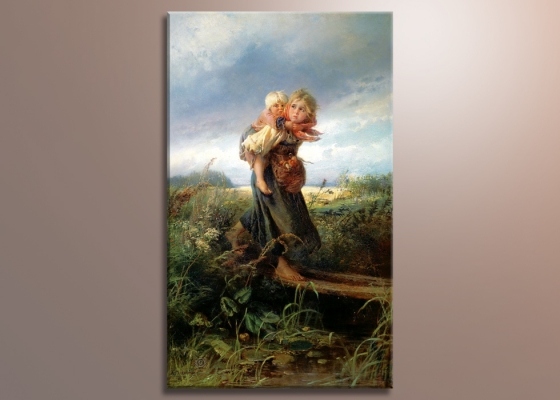 Фото репродукции картины художника Маковский К.Е. "Дети, бегущие от грозы"