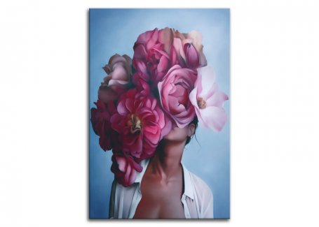 картин для интерьера Женщина с розовыми пионами