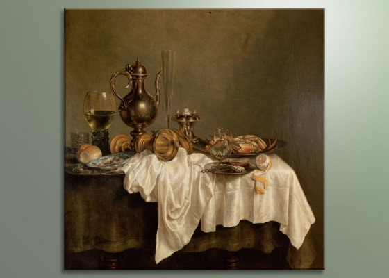 Фото репродукции картины художника Хеда Виллем Клас "Завтрак с омаром"