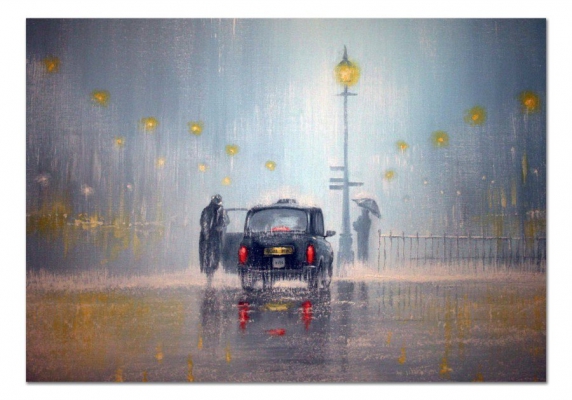 картинка Такси в дождливый вечер  от магазина модульных картин Приоритет