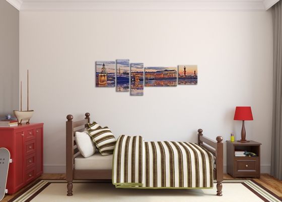 картинка Закат над Стрелкой Васильевского острова от магазина модульных картин Приоритет