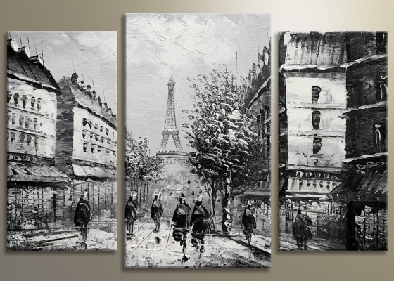 картинка Триптих. Дождь в Париже от магазина модульных картин Приоритет