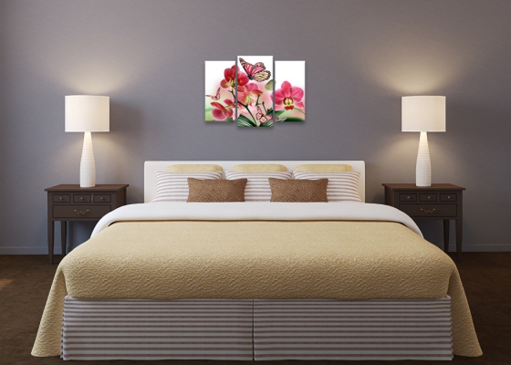 картинка Бабочки и орхидея от магазина модульных картин Приоритет