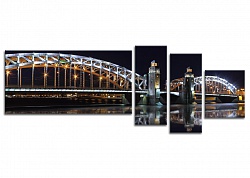Ночная панорама Большеохтинского моста 